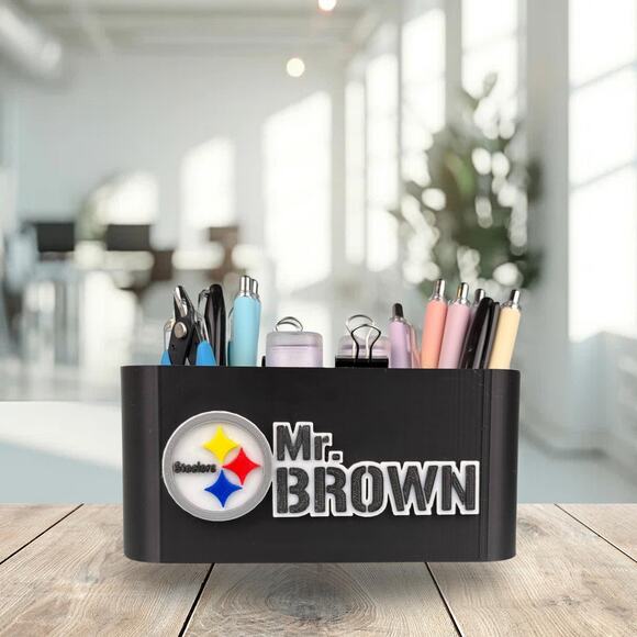 Personalized Pittsburgh Steelers Desk Organizer, Steelers Office Decor - Picture 3 of 10